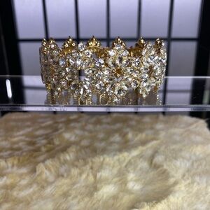 Gold-Tone Crystal Empress Flower Stretch Bracelet